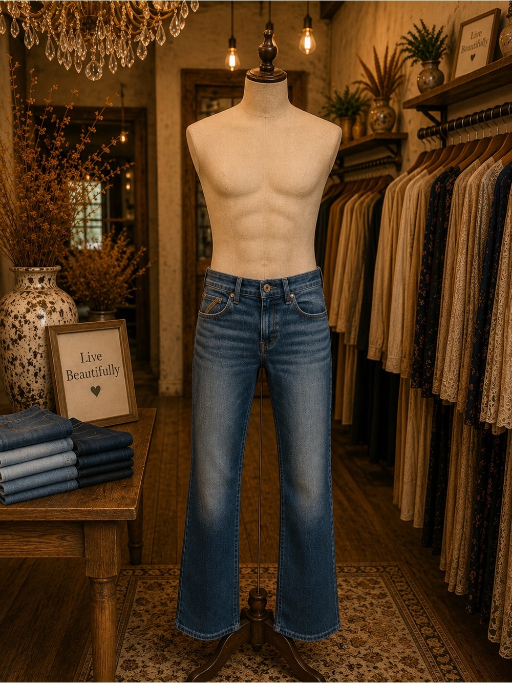 Mens Ariat Vintage Wash Blue Bootcut Jeans